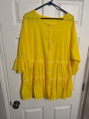 Source Unknown Bright Yellow Tiered Button-Front Tunic